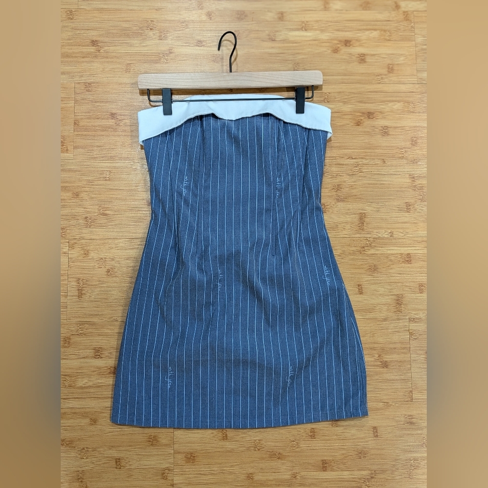 With Jéan Chloe Corset Dress in Pinstripe, Small